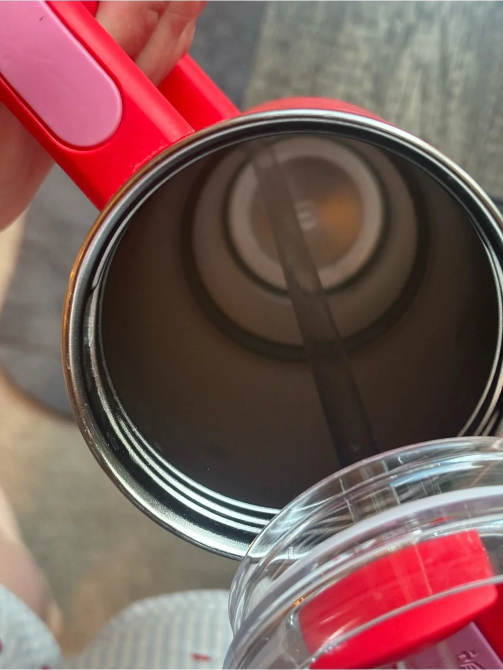 Stanley Red Travel Tumbler with Handle and Straw